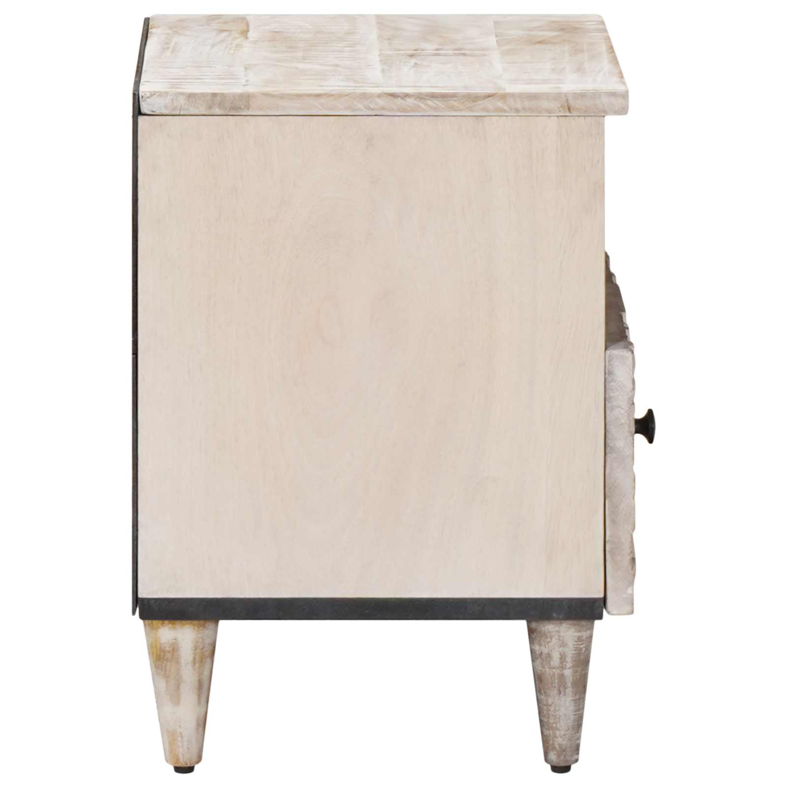 Bettkasten mit Schubladen Weiß 40 x 33 x 46 cm Massivholz Mango