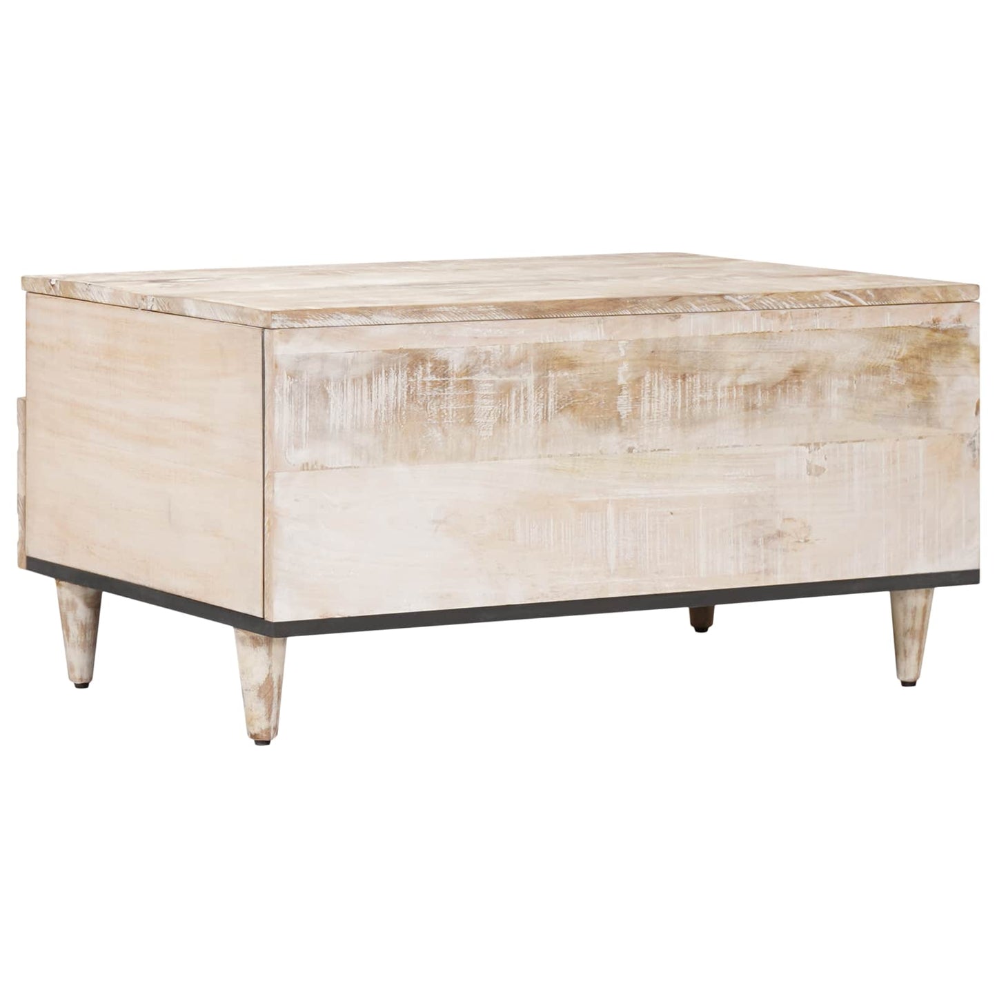 Couchtisch mit Schubladen Weiß 80 x 54 x 40 cm Massivholz Mango