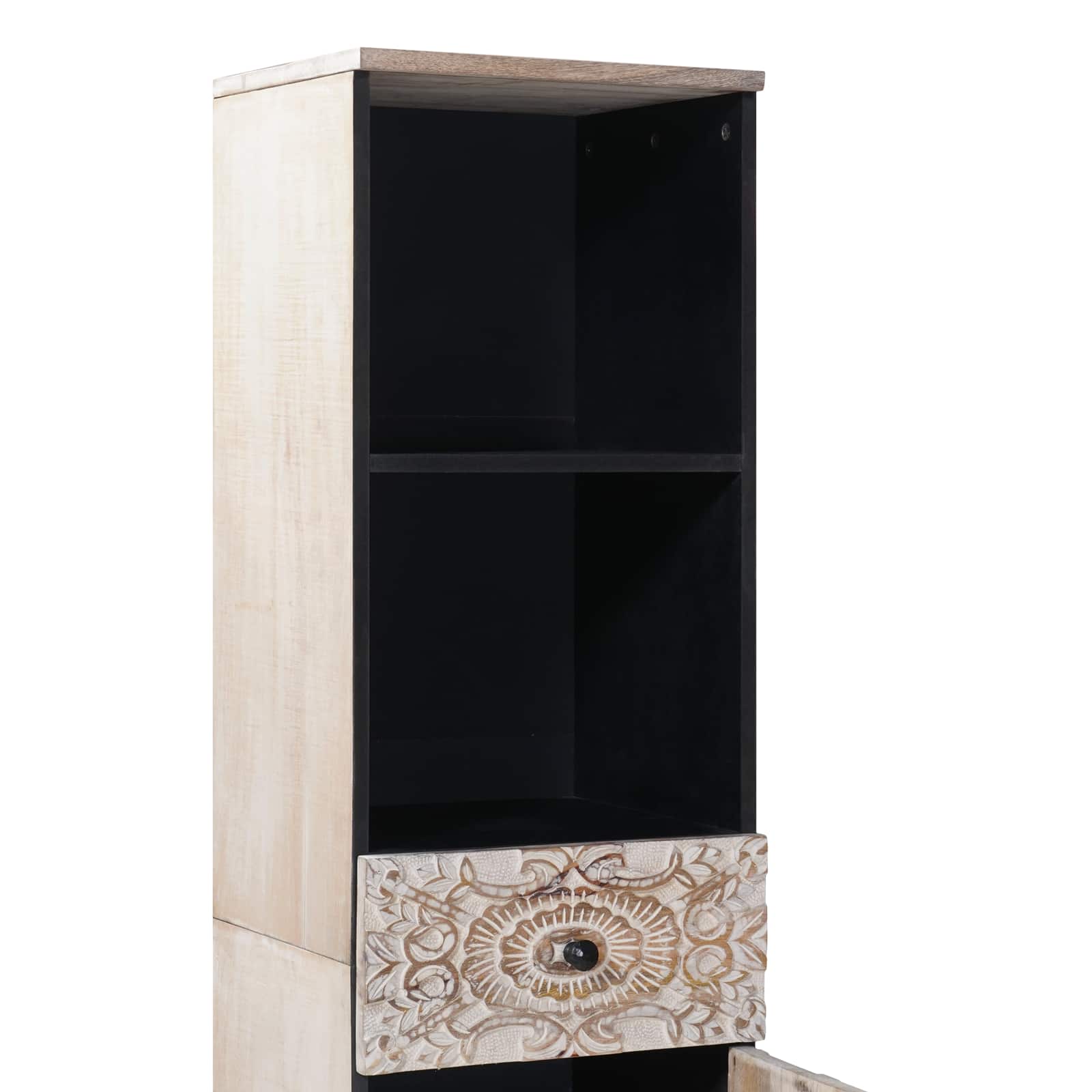 Badezimmerschrank Weiß 38 x 33,5 x 160 cm Massivholz Mango