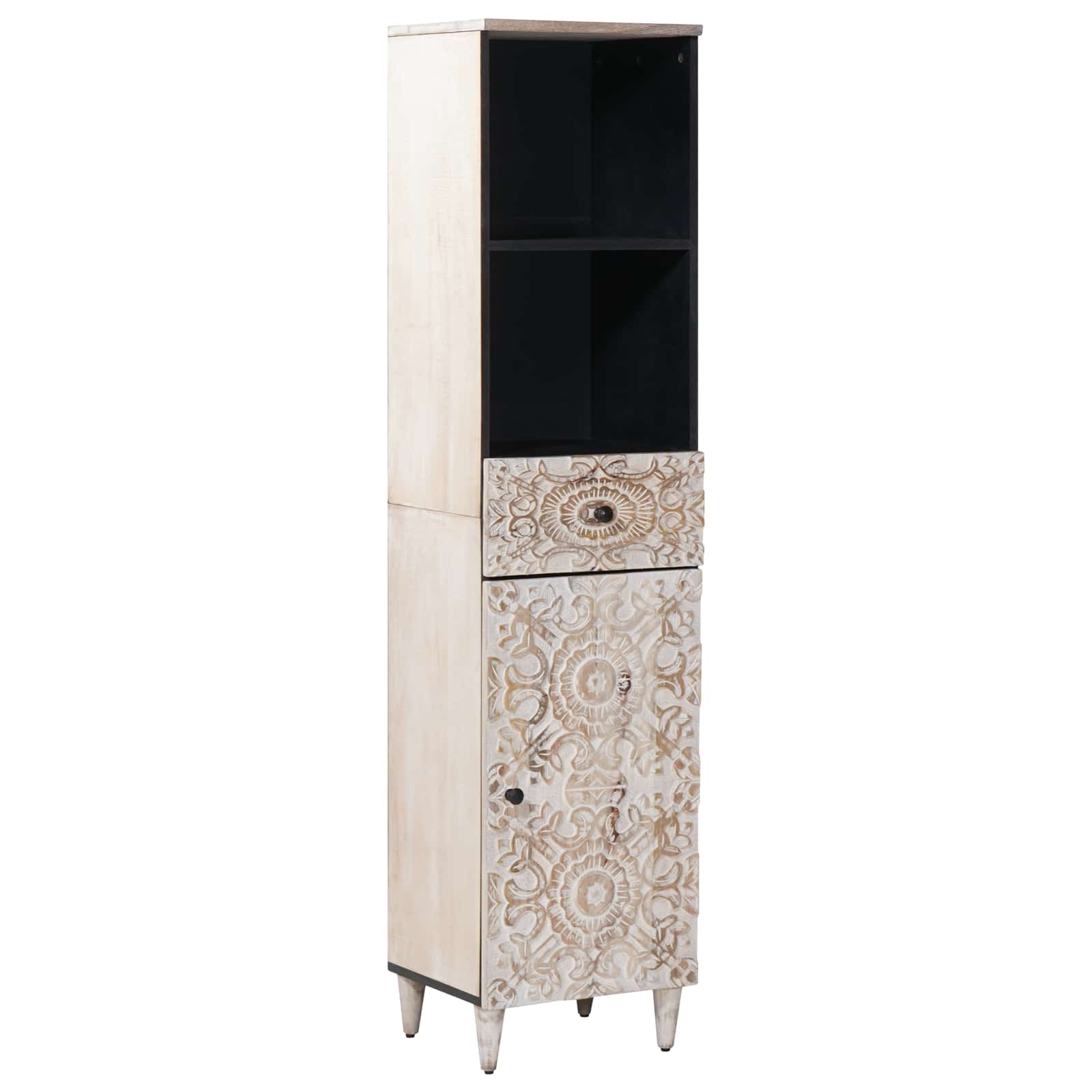 Badezimmerschrank Weiß 38 x 33,5 x 160 cm Massivholz Mango