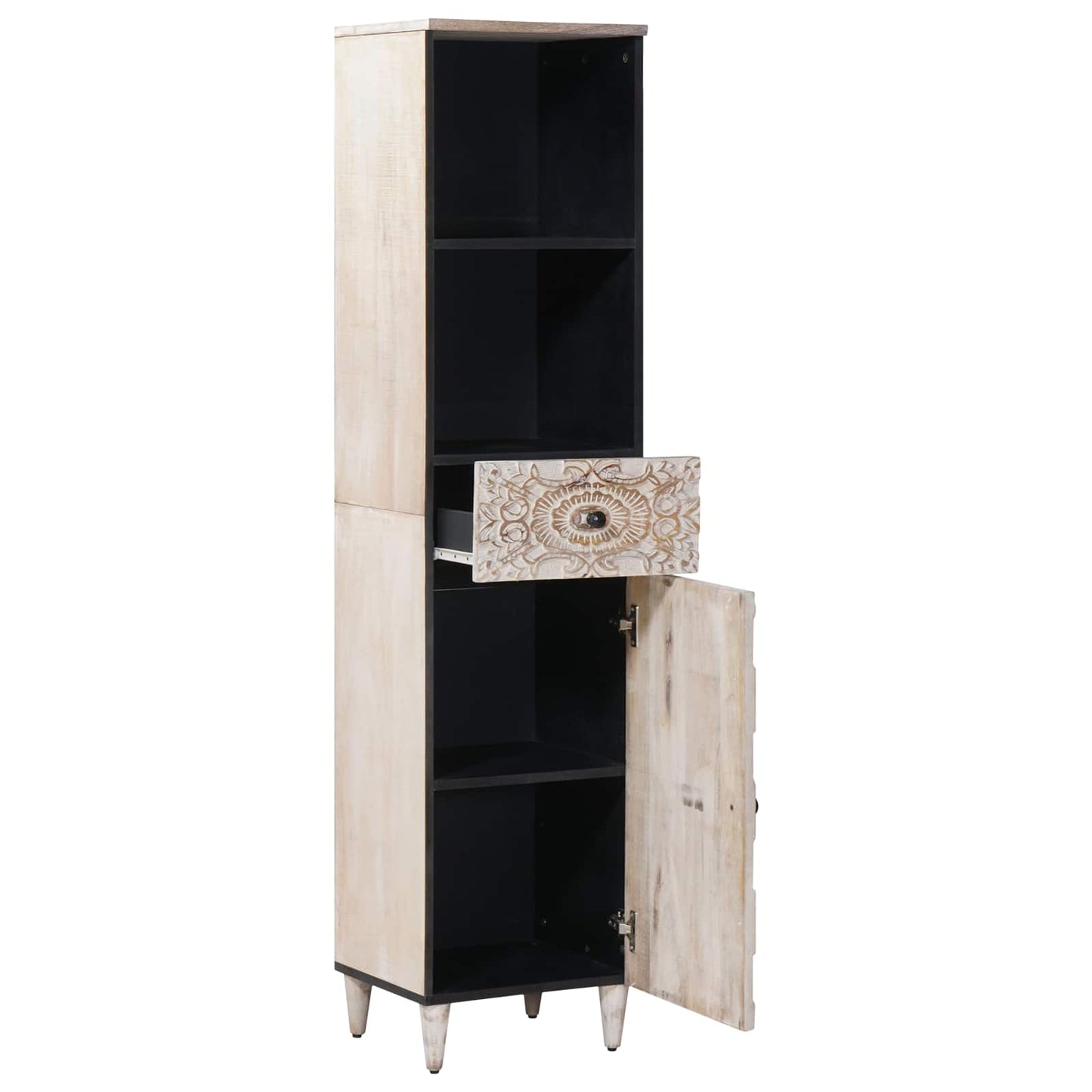 Badezimmerschrank Weiß 38 x 33,5 x 160 cm Massivholz Mango