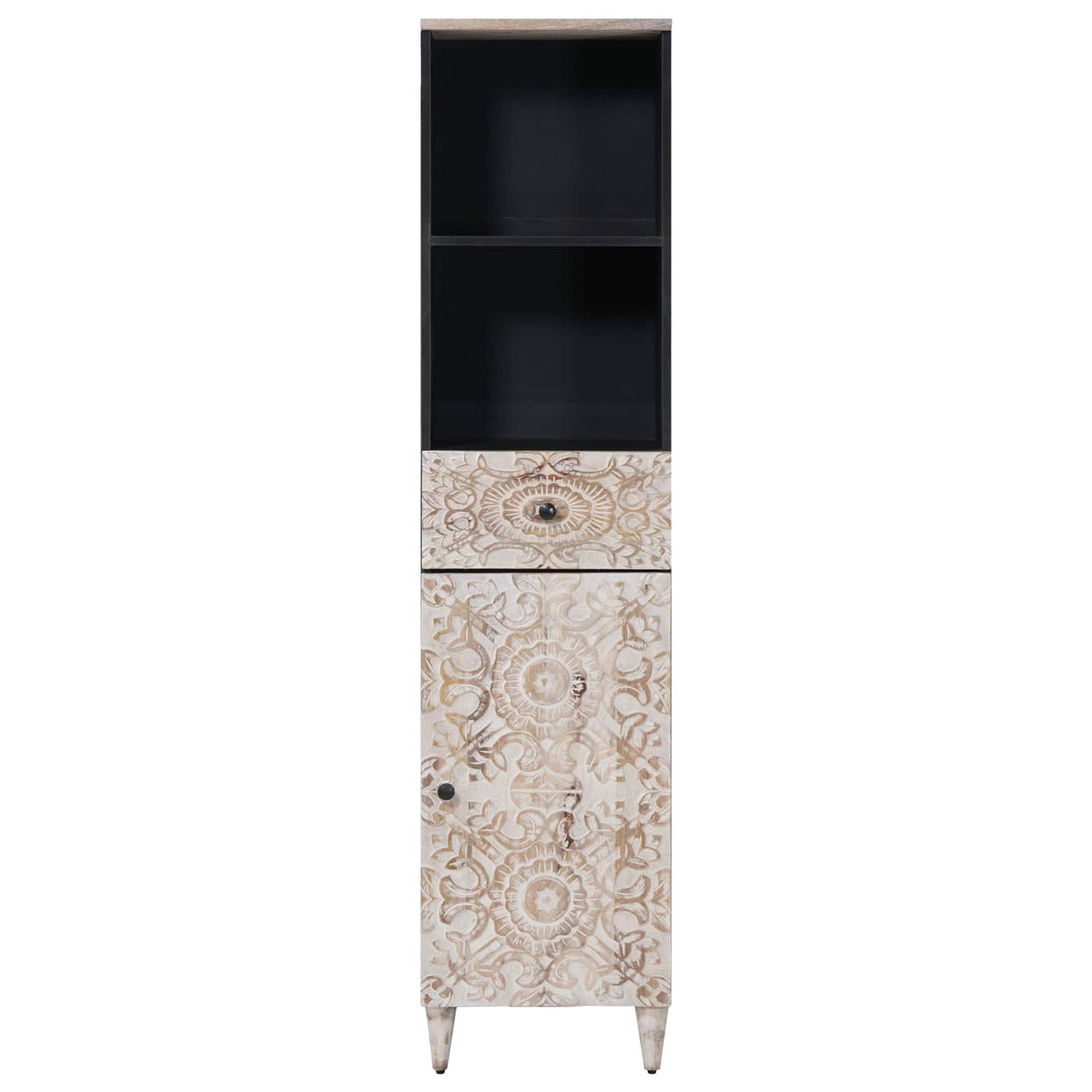 Badezimmerschrank Weiß 38 x 33,5 x 160 cm Massivholz Mango