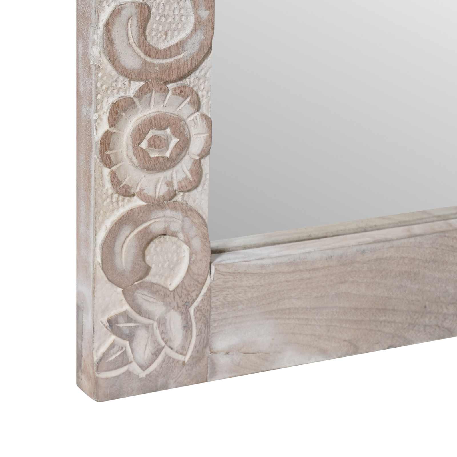 Wandspiegel Rechtwinklig Weiß 70 x 50 cm Massivholz Mango