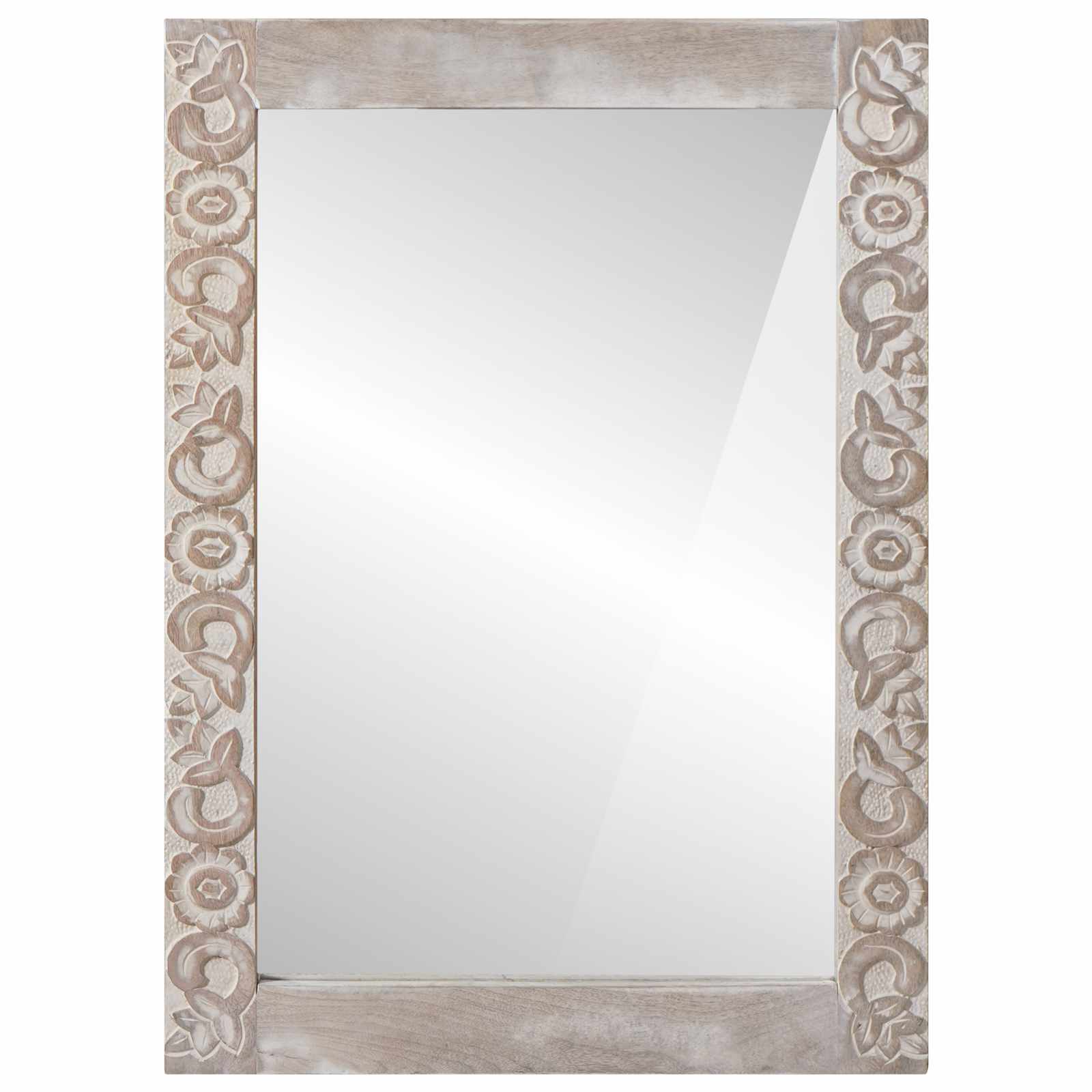 Wandspiegel Rechtwinklig Weiß 70 x 50 cm Massivholz Mango