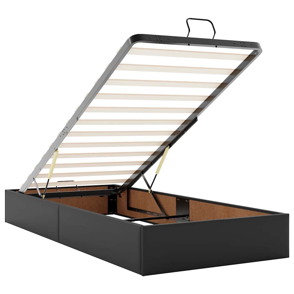 Ottoman-Bett ohne Matratze Schwarz 80x200 cm Kunstleder