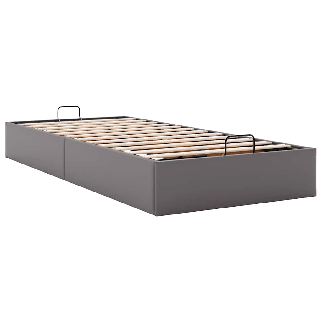 Ottoman-Bett ohne Matratze Grau 90x190 cm Kunstleder