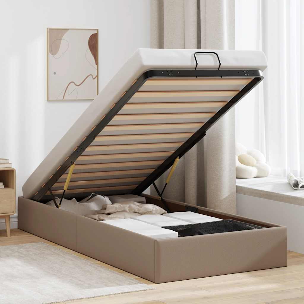 Ottoman-Bett ohne Matratze Cappuccino-Braun 90x200cm Kunstleder