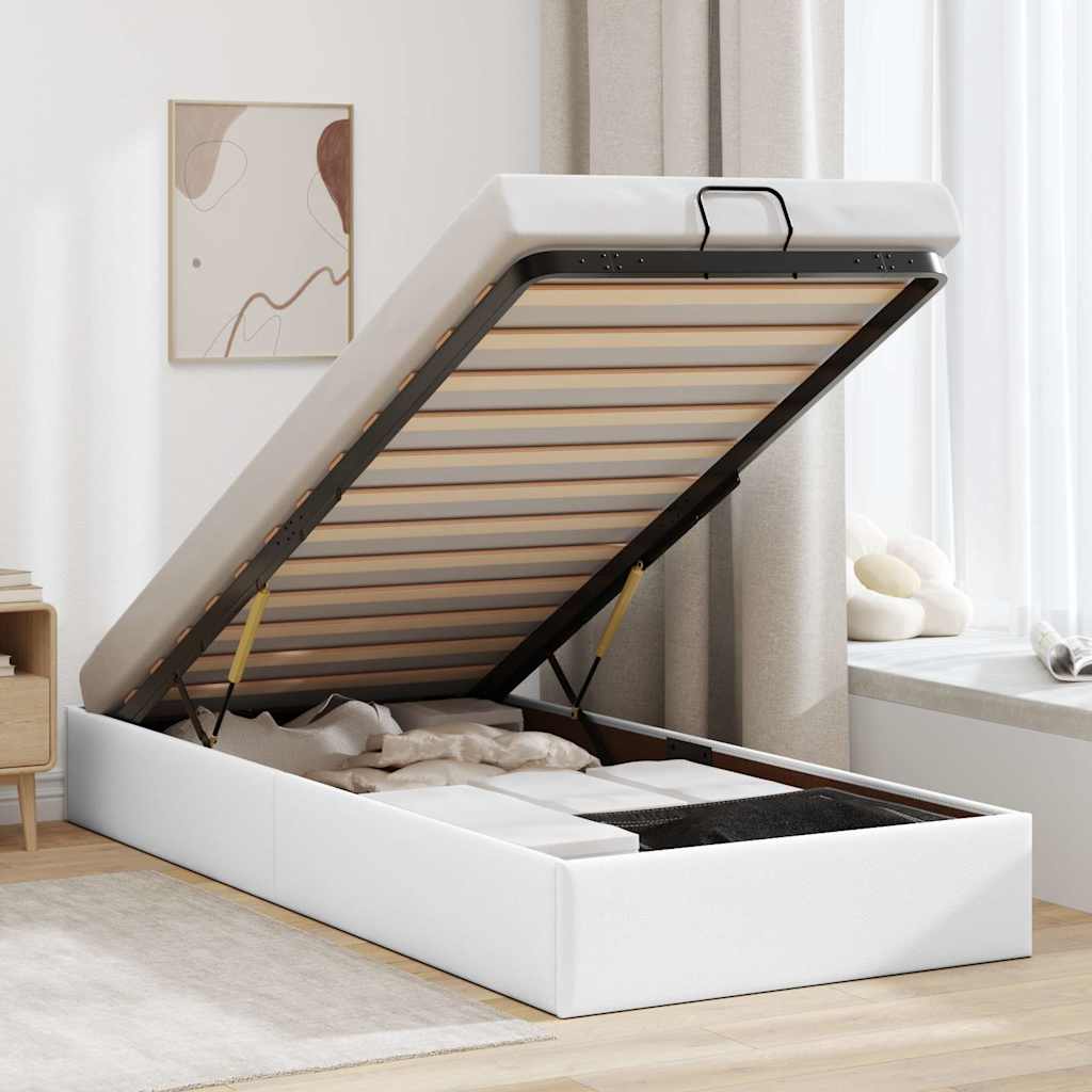 Ottoman-Bett ohne Matratze Weiß 100x200 cm Kunstleder