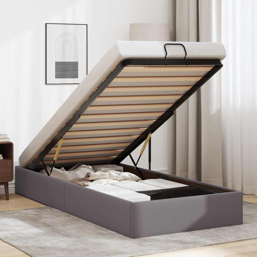 Ottoman-Bett ohne Matratze Grau 100x200 cm Kunstleder