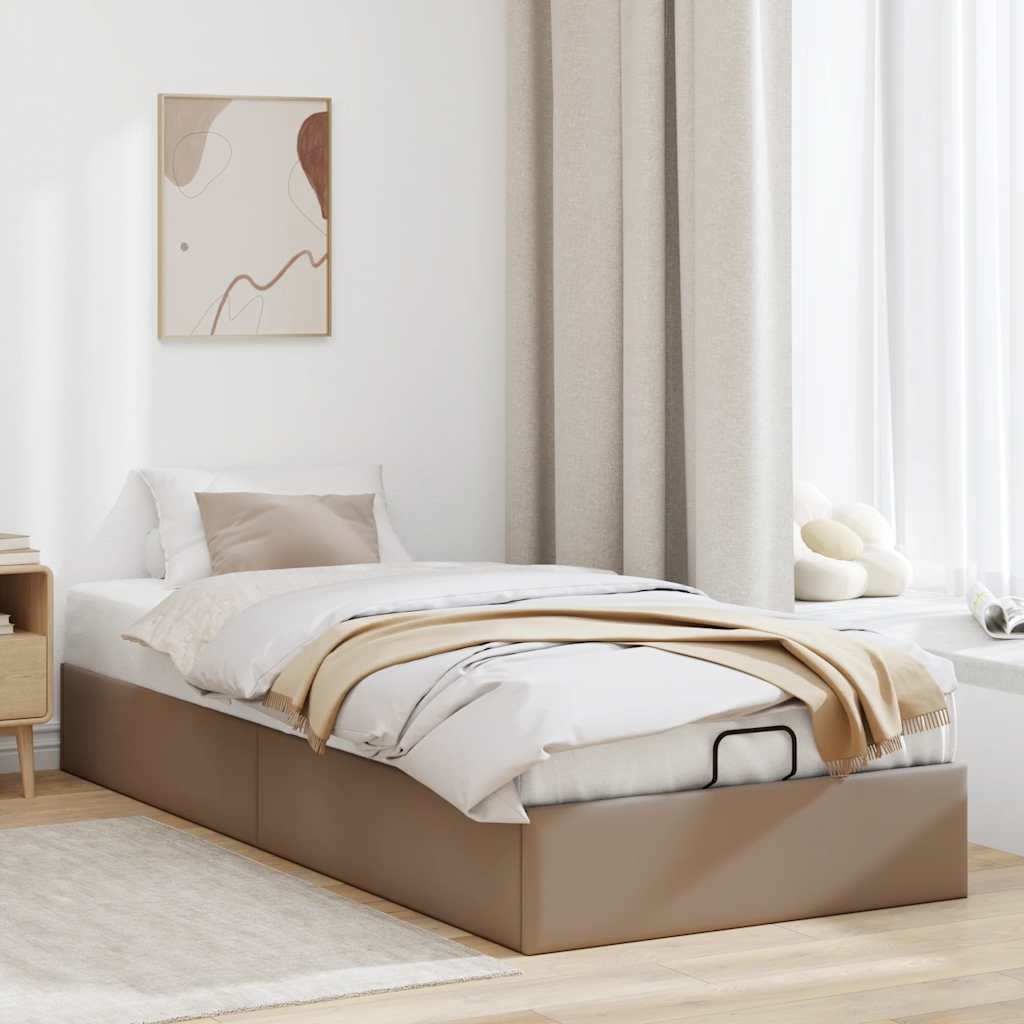 Ottoman-Bett ohne Matratze Cappucino 100x200cm Kunstleder