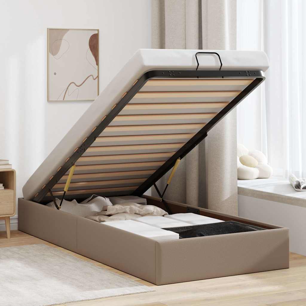 Ottoman-Bett ohne Matratze Cappucino 100x200cm Kunstleder