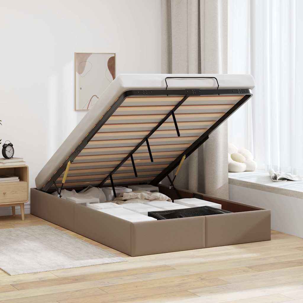 Ottoman-Bett ohne Matratze Cappucino 120x190cm Kunstleder