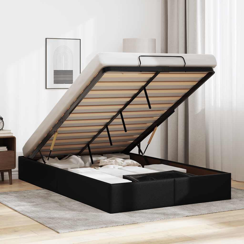 Ottoman-Bett ohne Matratze Schwarz 120x200 cm Kunstleder