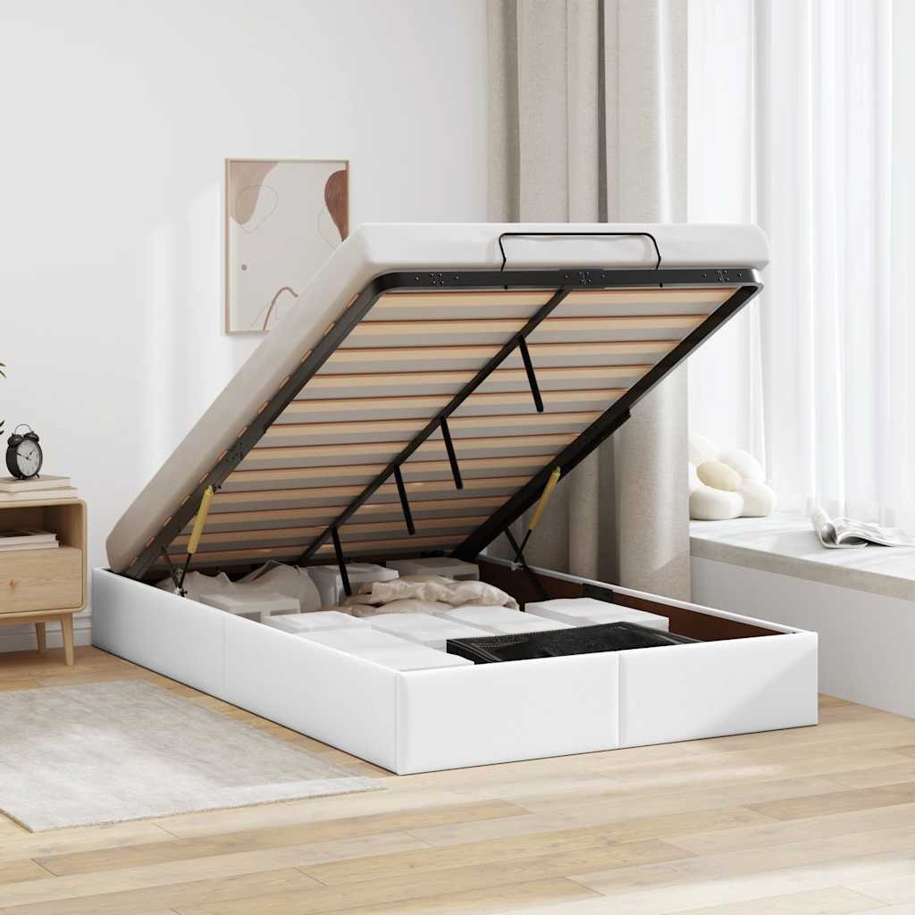 Ottoman-Bett ohne Matratze Weiß 120x200 cm Kunstleder