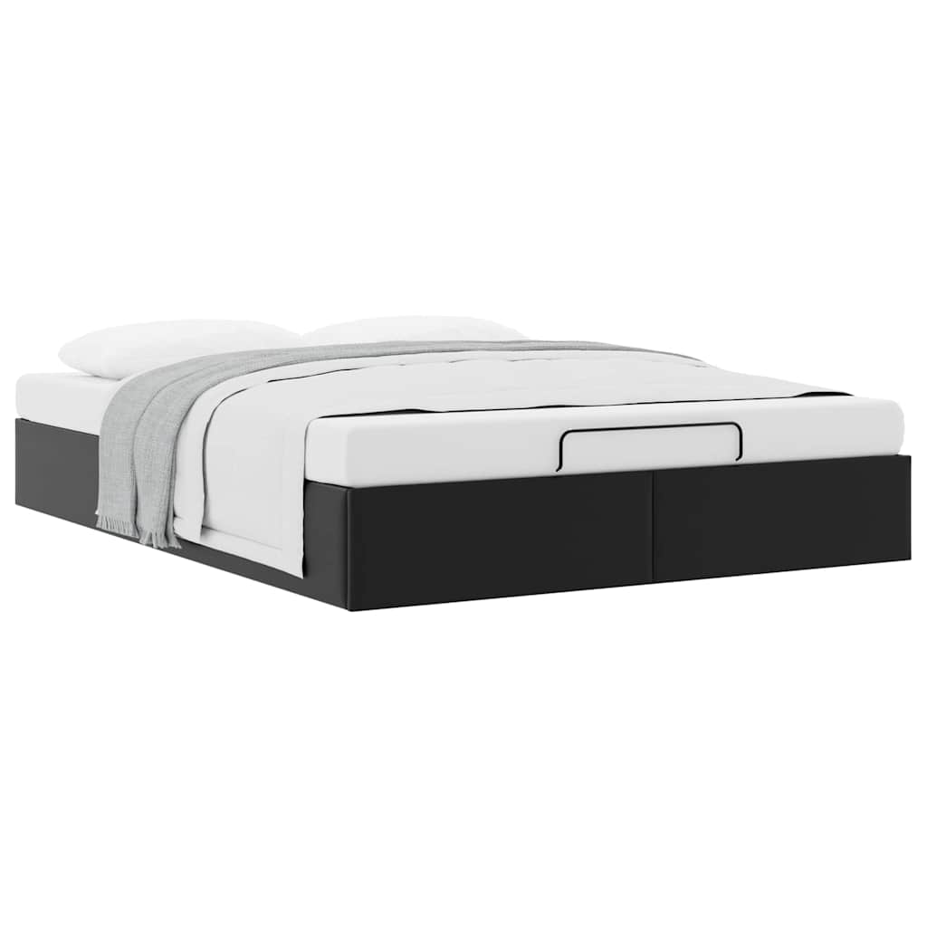 Ottoman-Bett ohne Matratze Schwarz 140x190 cm Kunstleder
