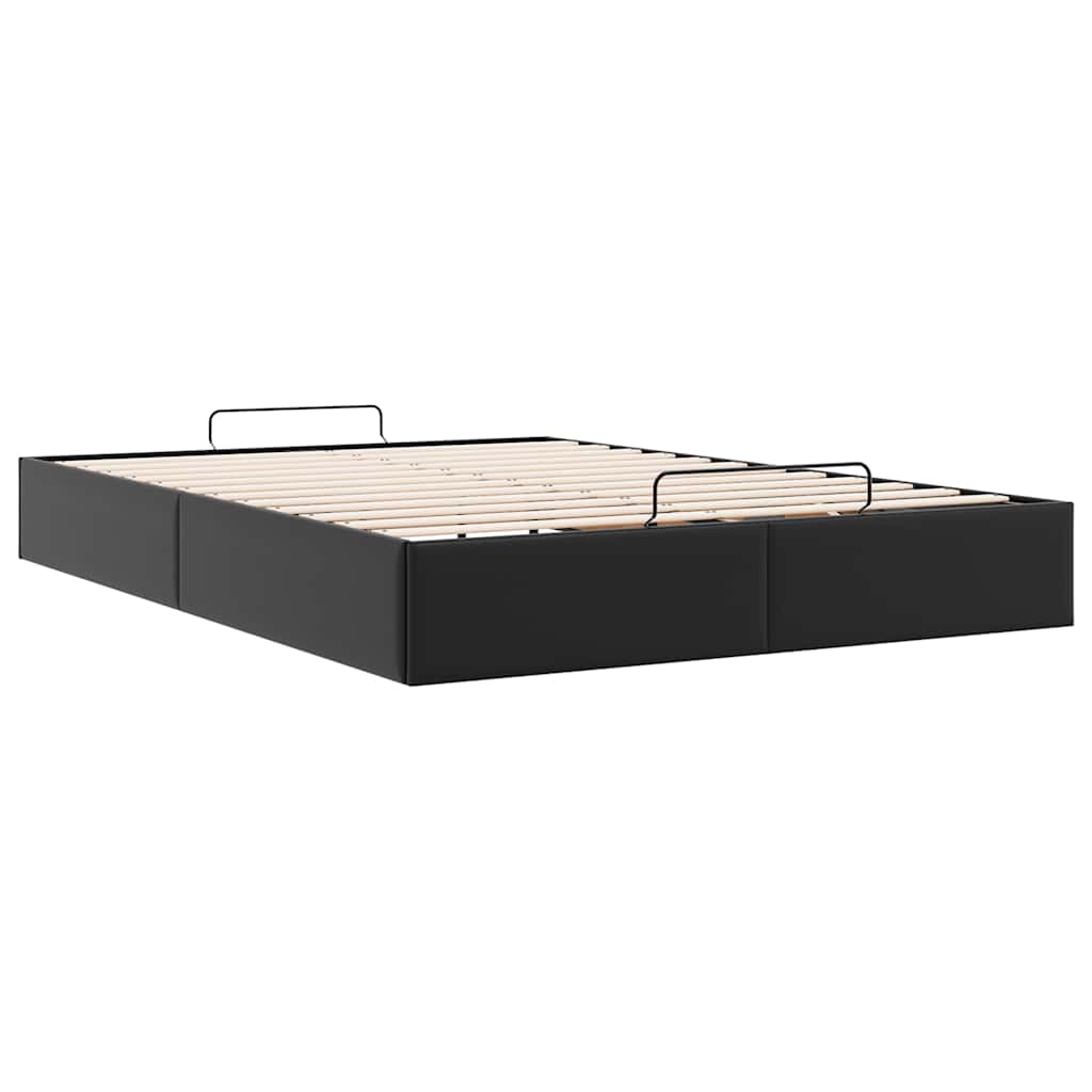 Ottoman-Bett ohne Matratze Schwarz 140x190 cm Kunstleder