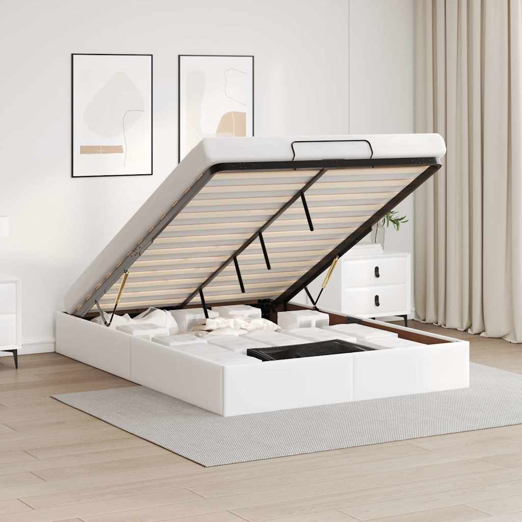 Ottoman-Bett ohne Matratze Weiß 140x190 cm Kunstleder