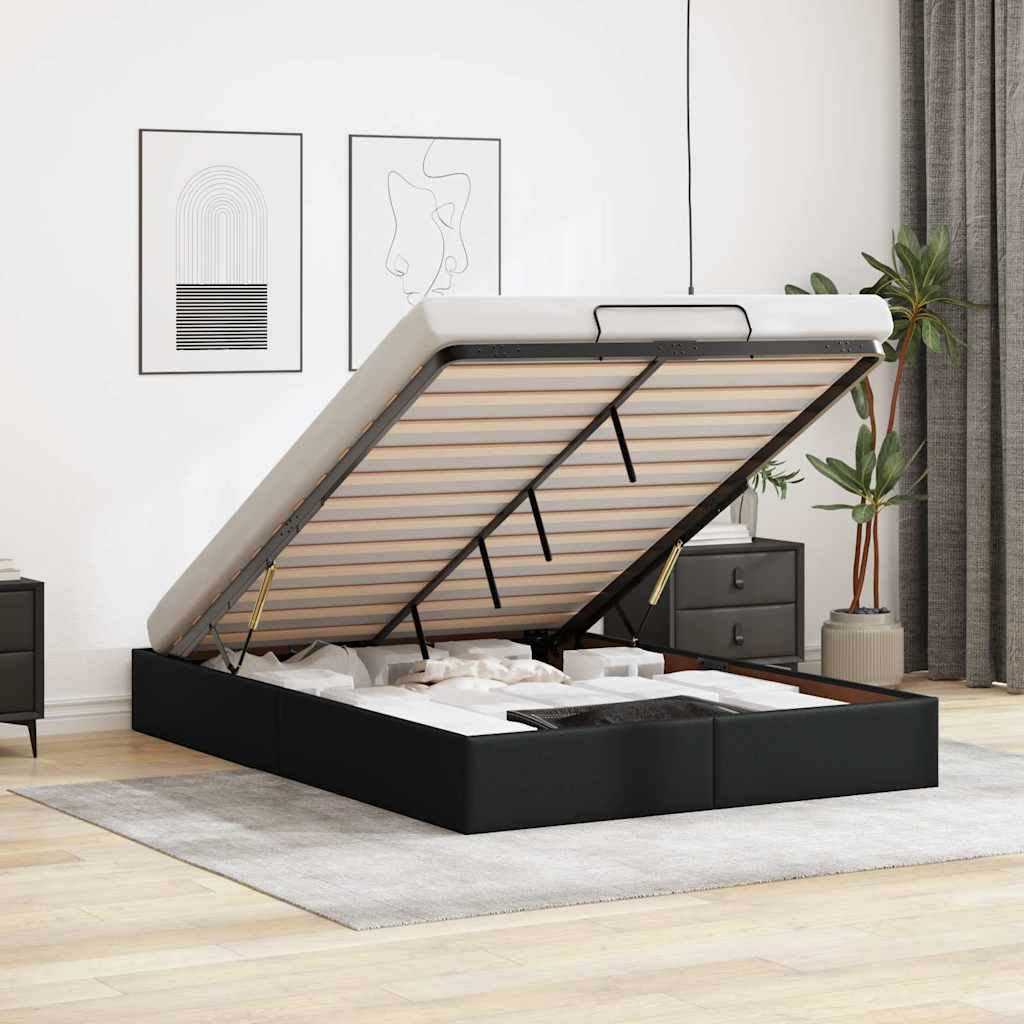 Ottoman-Bett ohne Matratze Schwarz 140x200 cm Kunstleder
