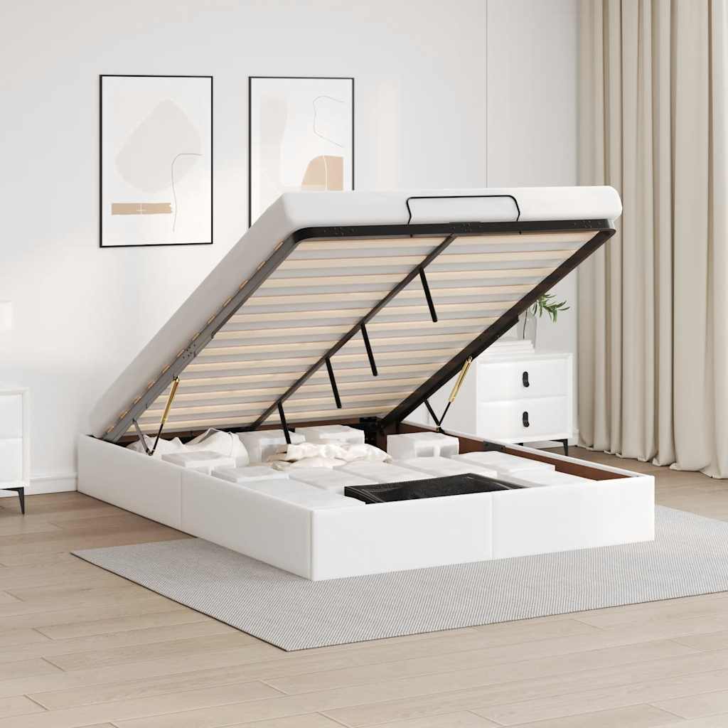 Ottoman-Bett ohne Matratze Weiß 140x200 cm Kunstleder