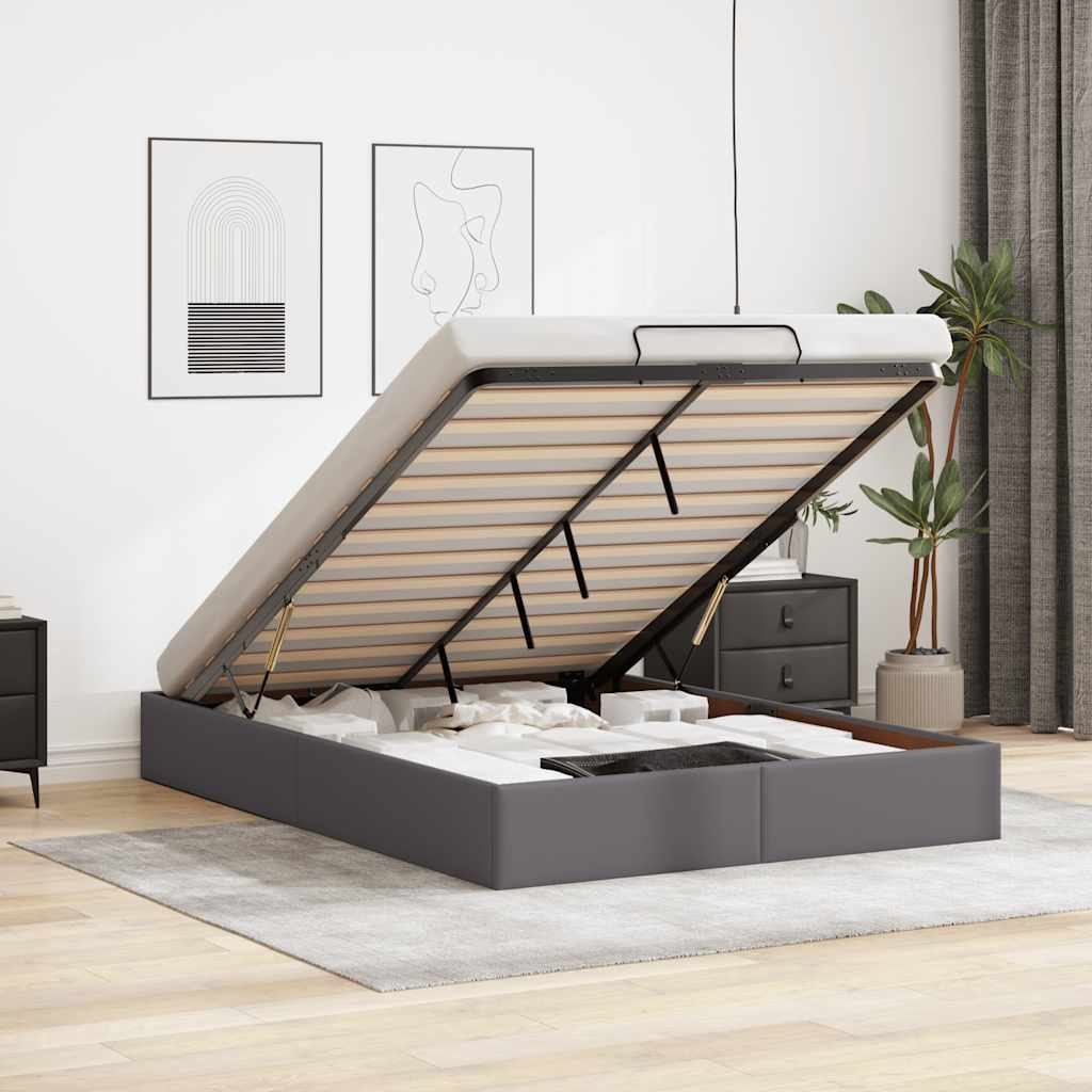 Ottoman-Bett ohne Matratze Grau 140x200 cm Kunstleder