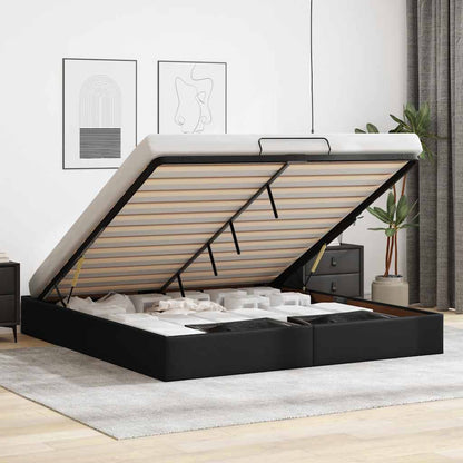 Ottoman-Bett ohne Matratze Schwarz 160x200 cm Kunstleder
