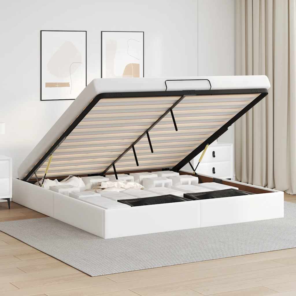 Ottoman-Bett ohne Matratze Weiß 160x200 cm Kunstleder