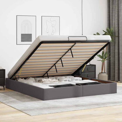 Ottoman-Bett ohne Matratze Grau 160x200 cm Kunstleder