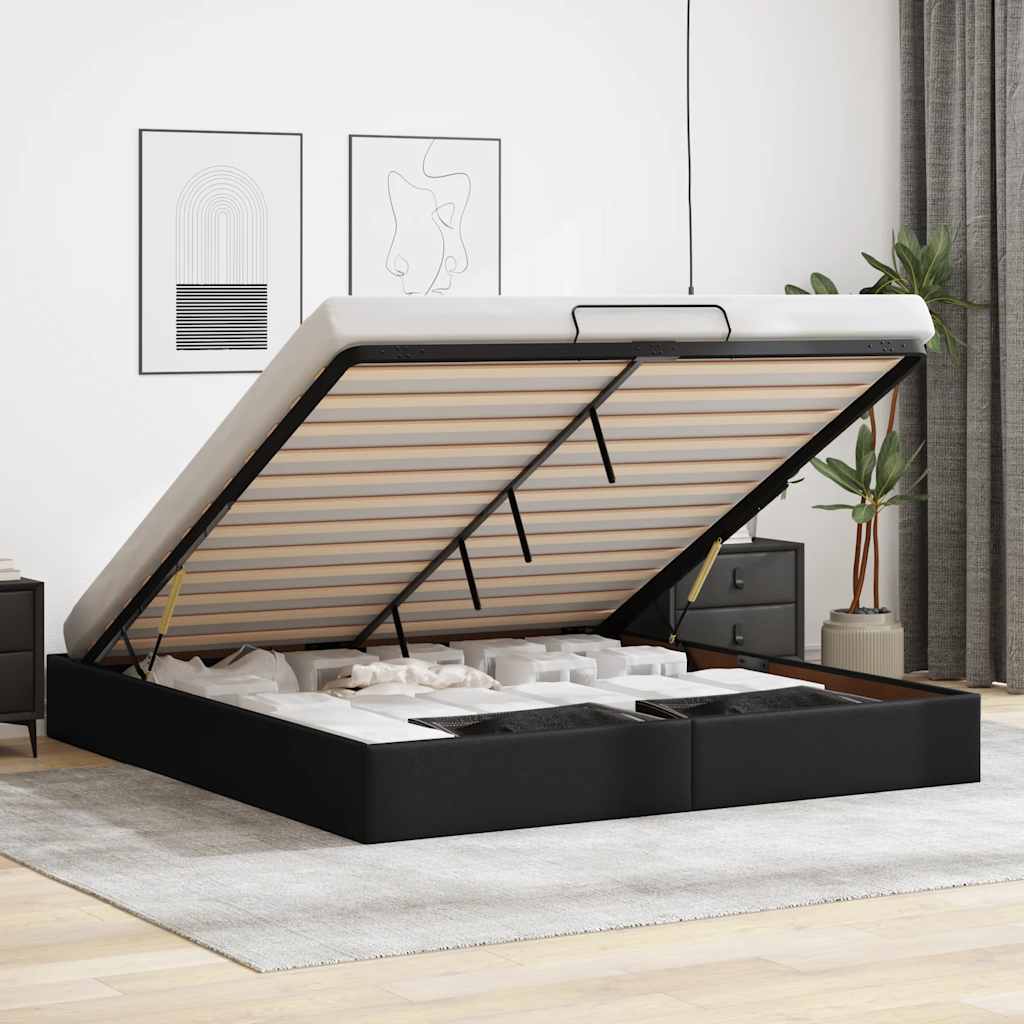 Ottoman-Bett ohne Matratze Schwarz 180x200 cm Kunstleder