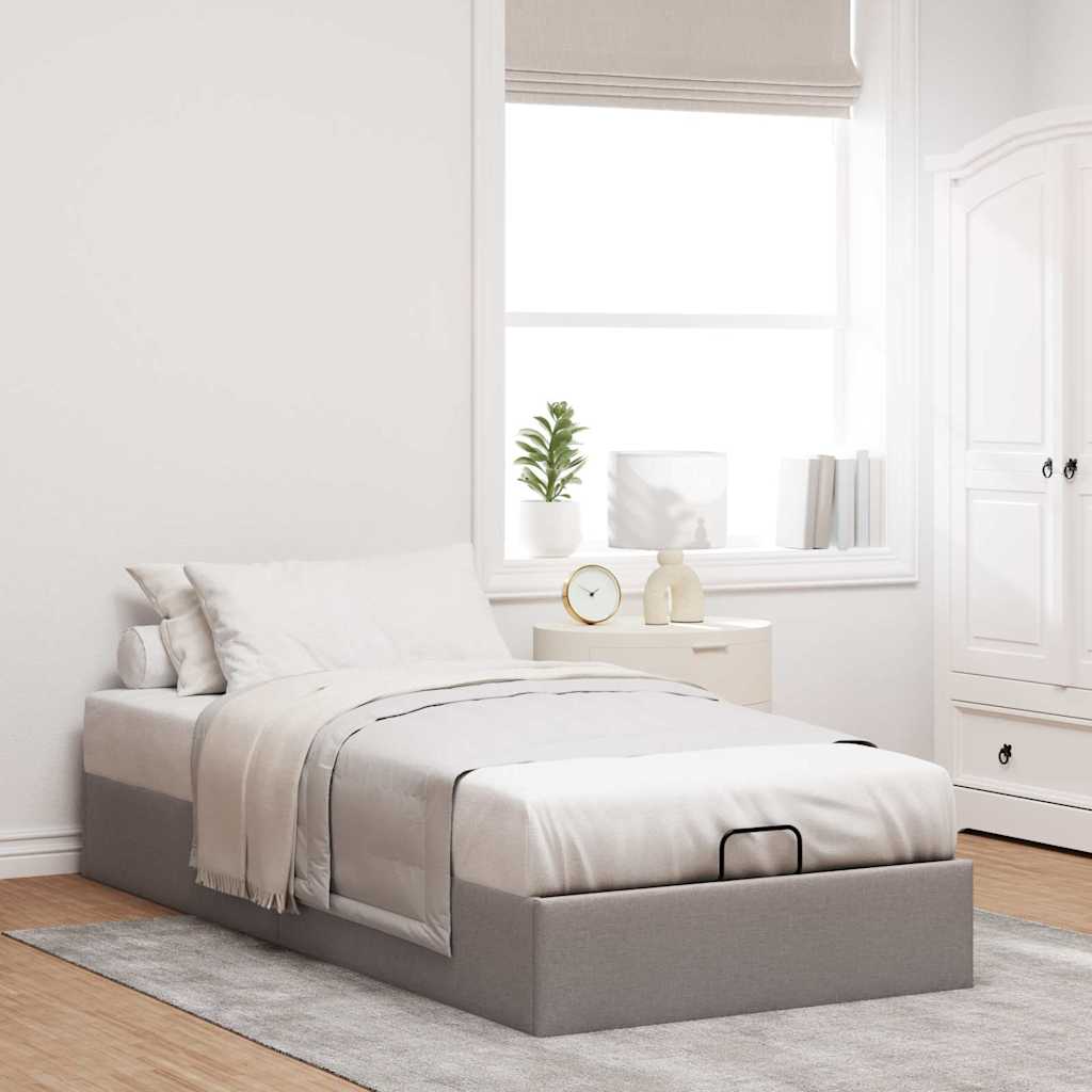 Ottoman-Bett ohne Matratze Taupe 80x200 cm Stoff