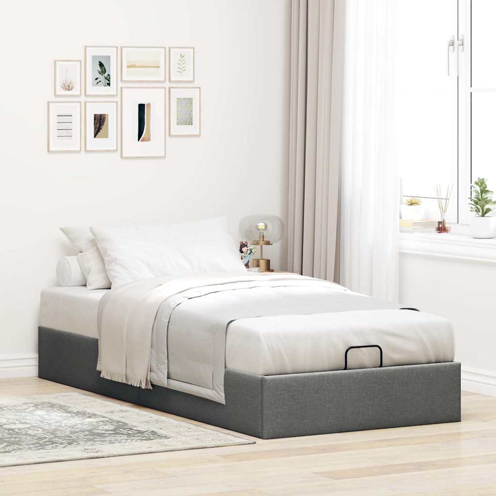 Ottoman-Bett ohne Matratze Dunkelgrau 90x190 cm Stoff
