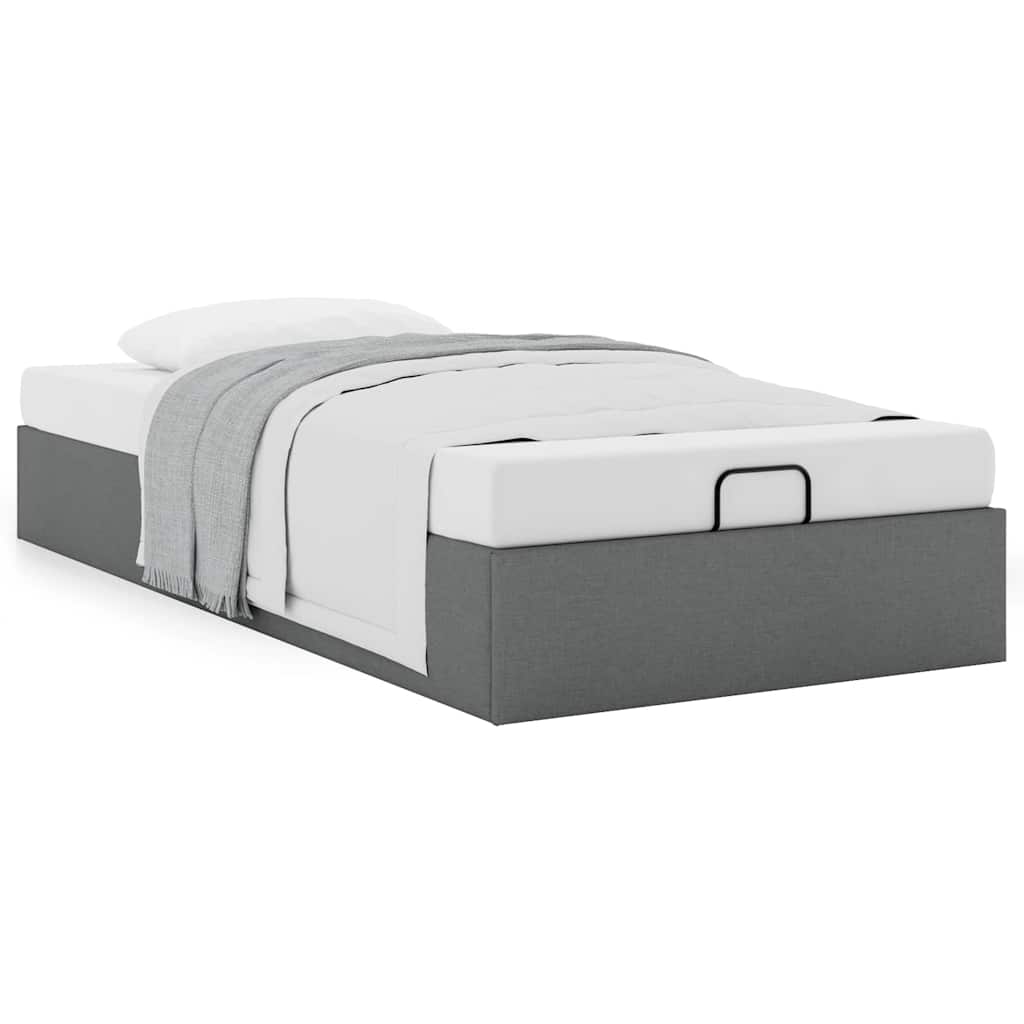 Ottoman-Bett ohne Matratze Dunkelgrau 90x190 cm Stoff