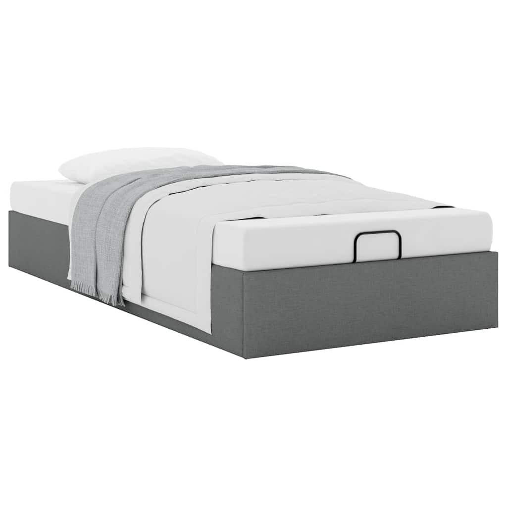 Ottoman-Bett ohne Matratze Dunkelgrau 90x190 cm Stoff