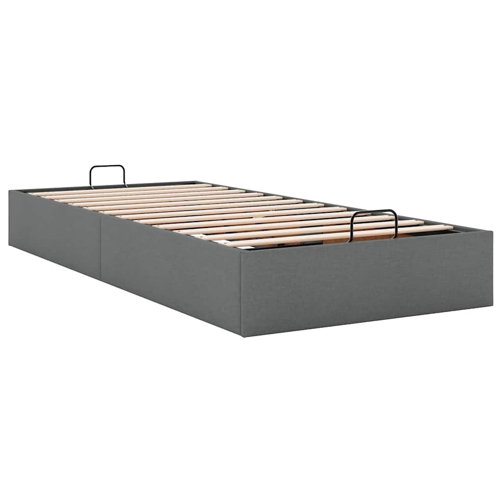 Ottoman-Bett ohne Matratze Dunkelgrau 90x190 cm Stoff
