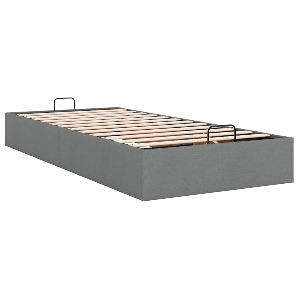 Ottoman-Bett ohne Matratze Dunkelgrau 90x190 cm Stoff