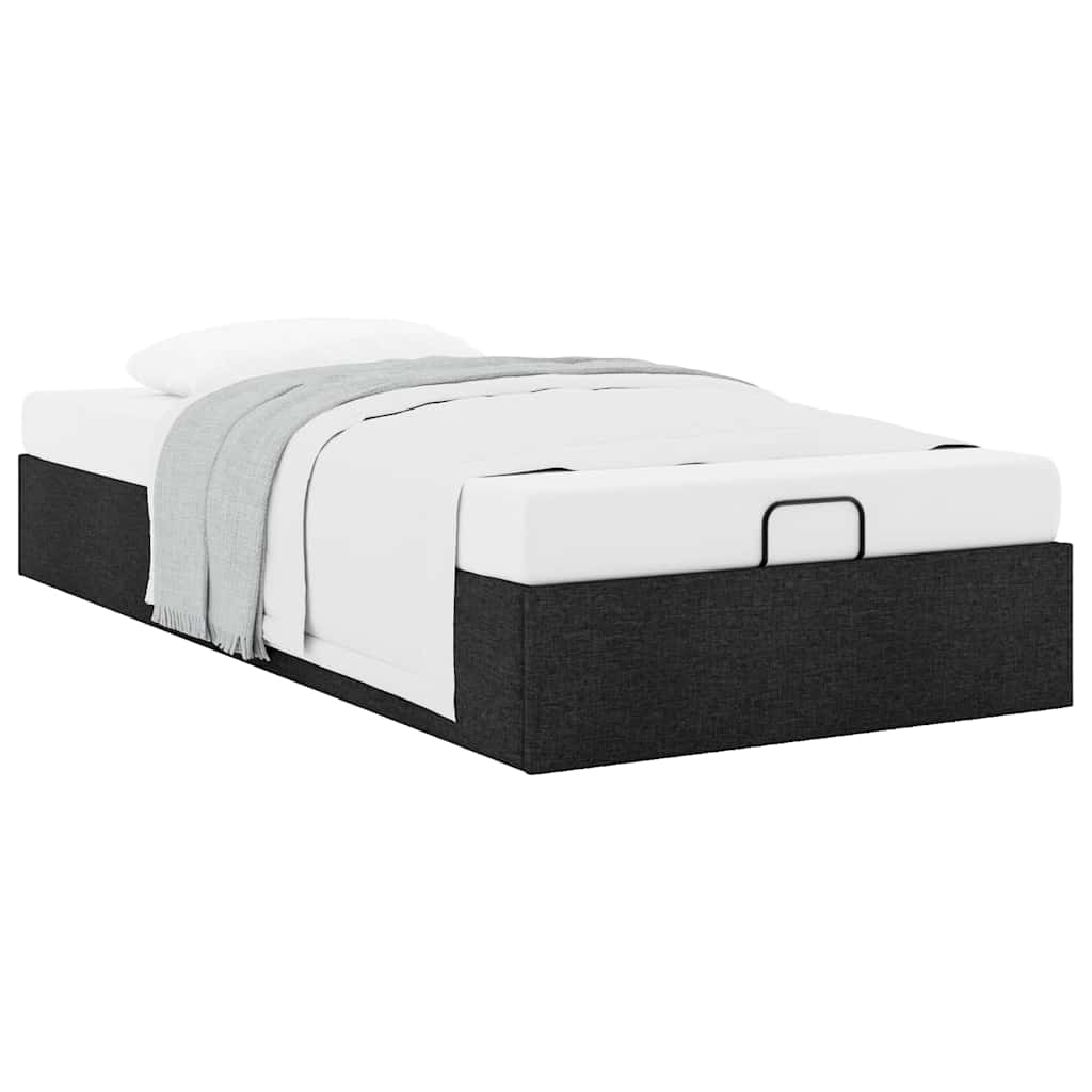Ottoman-Bett ohne Matratze Schwarz 90x190 cm Stoff