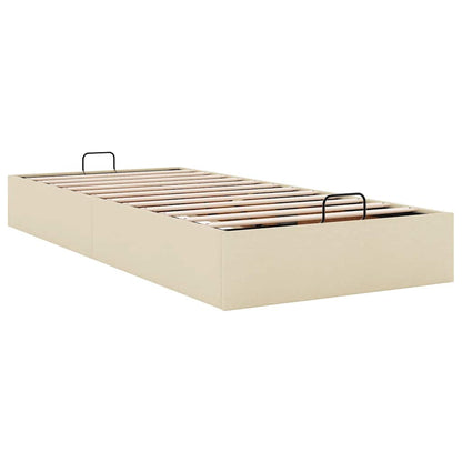 Ottoman-Bett ohne Matratze Creme 90x190 cm Stoff