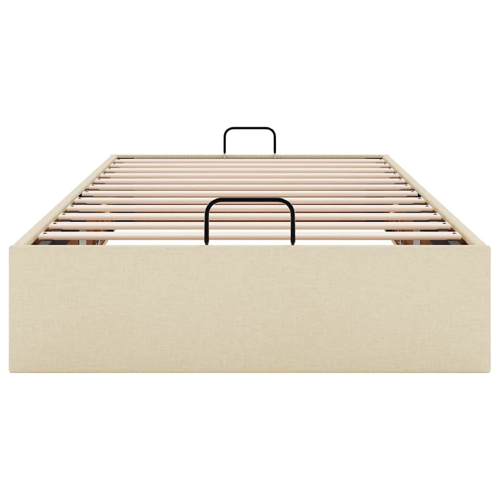 Ottoman-Bett ohne Matratze Creme 90x190 cm Stoff