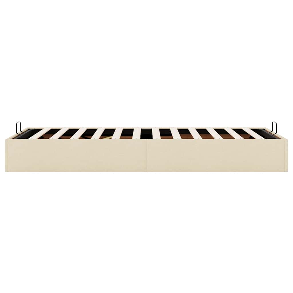 Ottoman-Bett ohne Matratze Creme 90x190 cm Stoff