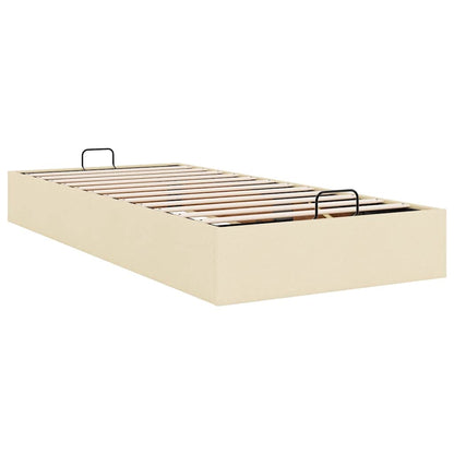 Ottoman-Bett ohne Matratze Creme 90x190 cm Stoff