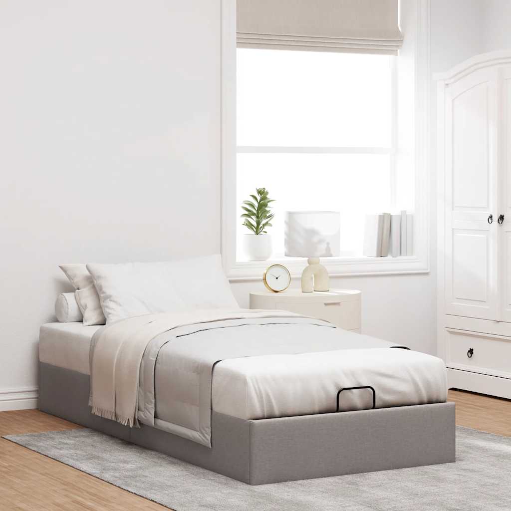 Ottoman-Bett ohne Matratze Taupe 90x200 cm Stoff