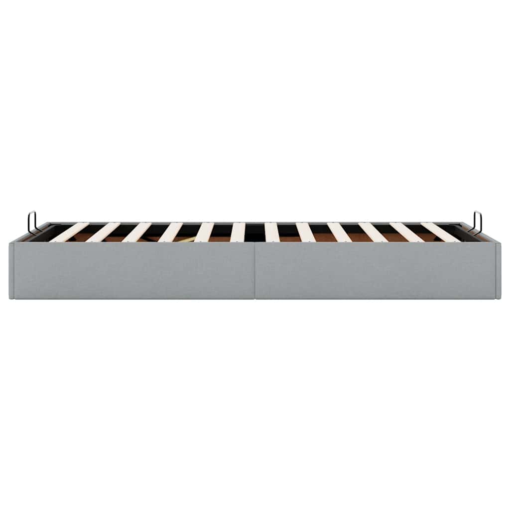 Ottoman-Bett ohne Matratze Hellgrau 100x200 cm Stoff