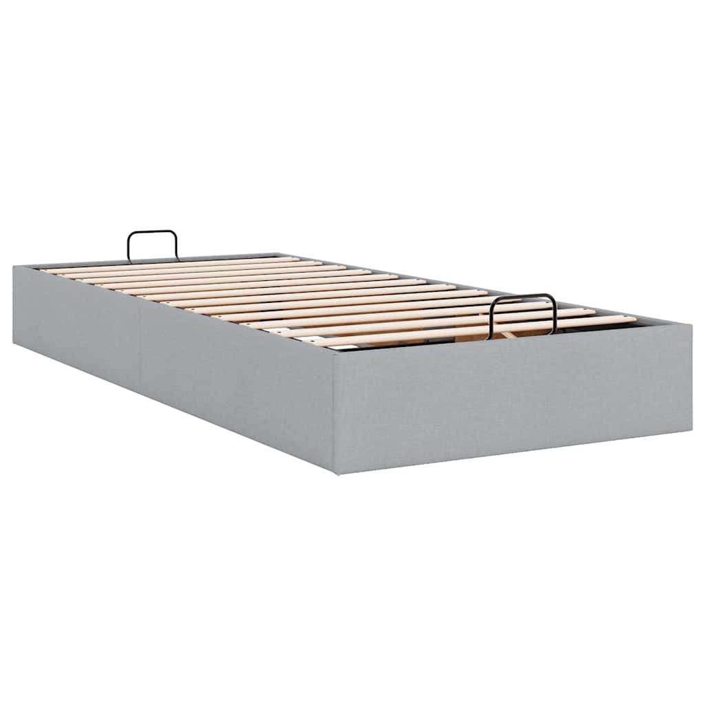 Ottoman-Bett ohne Matratze Hellgrau 100x200 cm Stoff