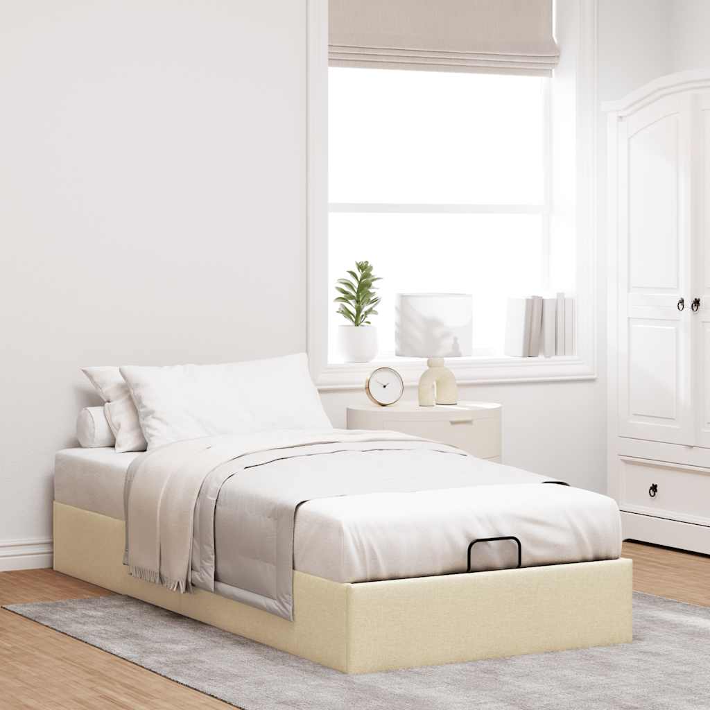 Ottoman-Bett ohne Matratze Creme 100x200 cm Stoff