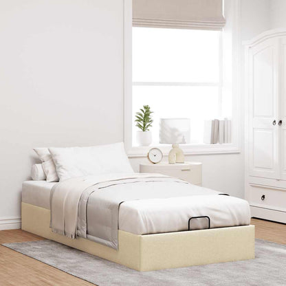 Ottoman-Bett ohne Matratze Creme 100x200 cm Stoff