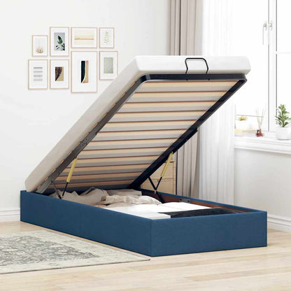 Ottoman-Bett ohne Matratze Blau 100x200 cm Stoff