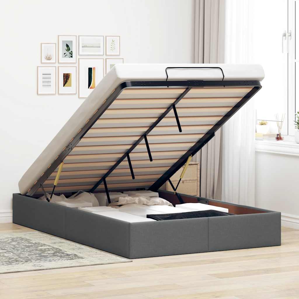 Ottoman-Bett ohne Matratze Dunkelgrau 120x190 cm Stoff