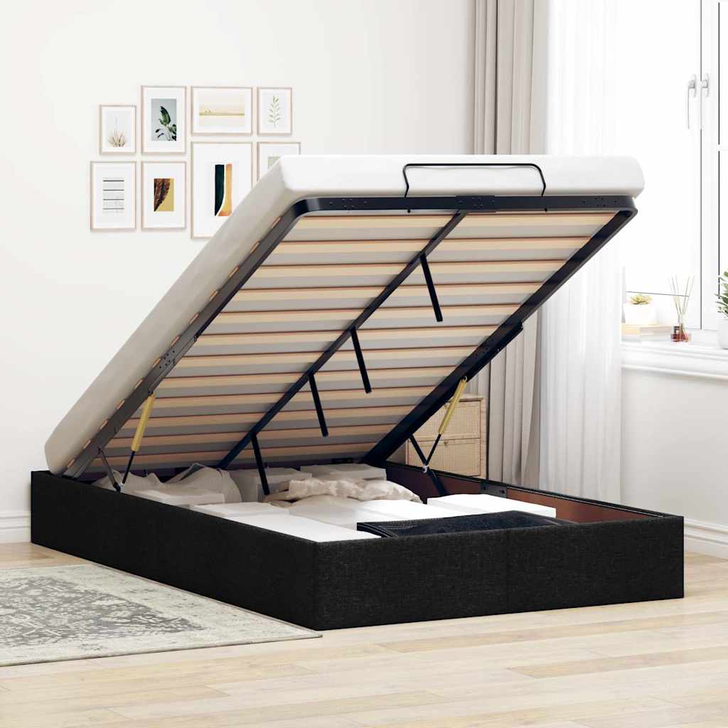 Ottoman-Bett ohne Matratze Schwarz 120x190 cm Stoff