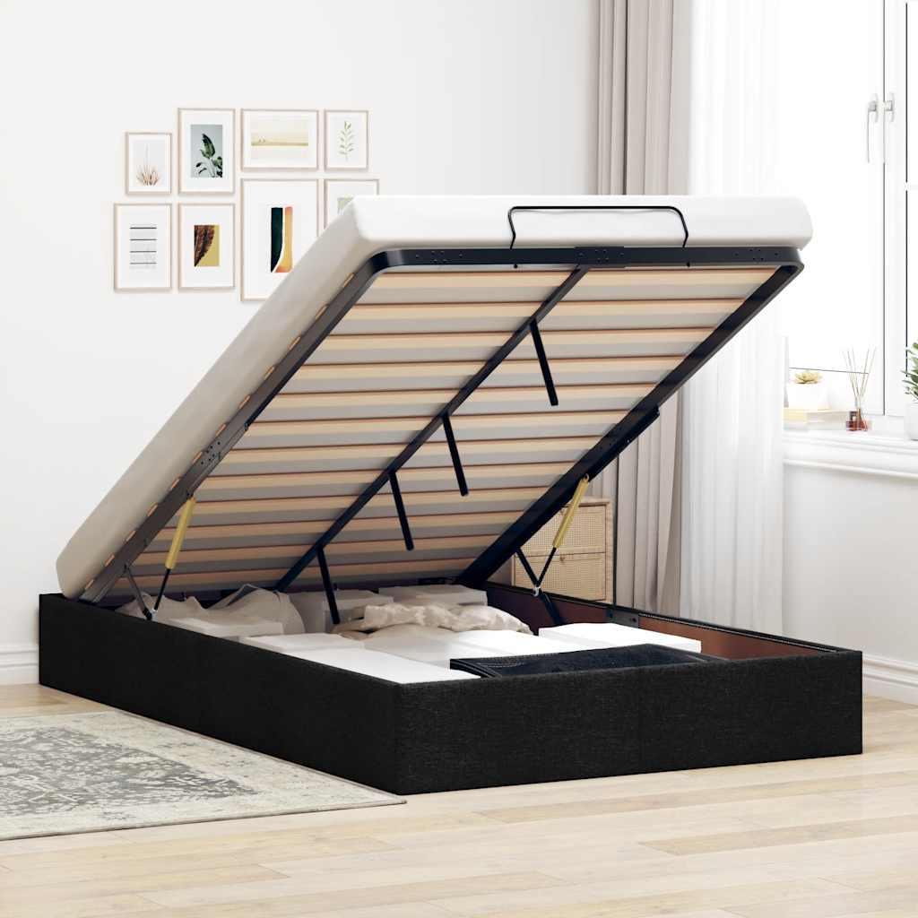 Ottoman-Bett ohne Matratze Schwarz 120x200 cm Stoff