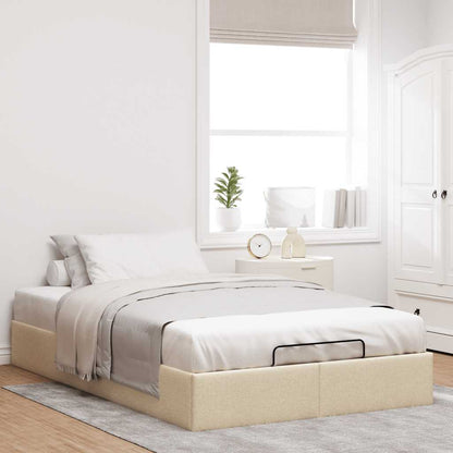 Ottoman-Bett ohne Matratze Creme 120x200 cm Stoff