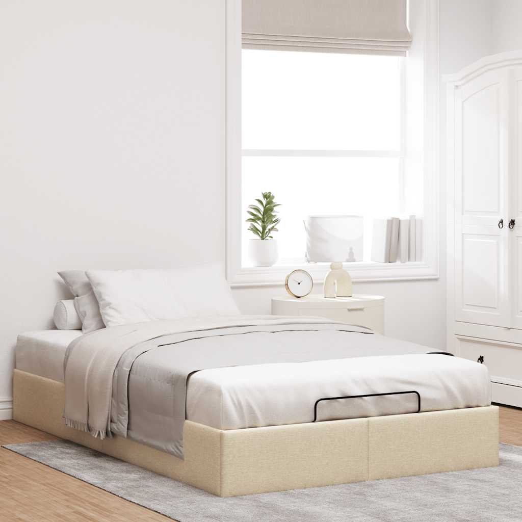 Ottoman-Bett ohne Matratze Creme 120x200 cm Stoff